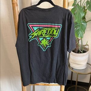 Black Graphic Tee with Green Accents